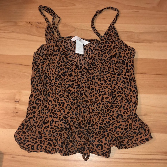 Drawstring Cheetah Print Tank Top - Picture 2 of 4